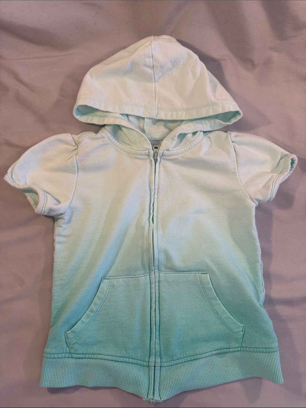 OshKosh B'gosh Light Aqua Ombre Short-Sleeve Hooded Zip Sweatshirt